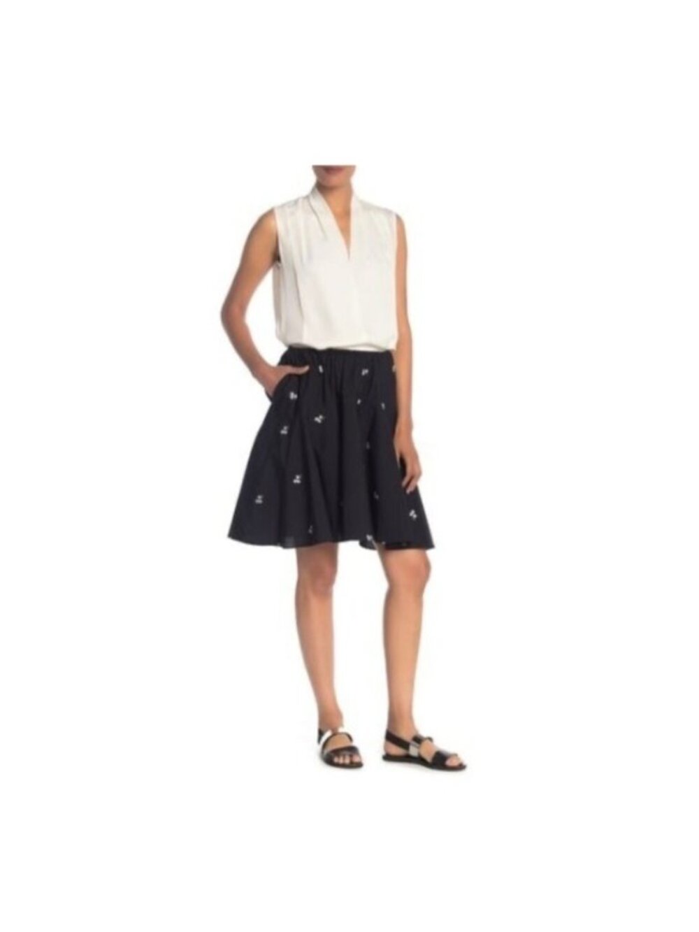 New Vince Micro Floral Skirt Embroidered Flowers Womens Small